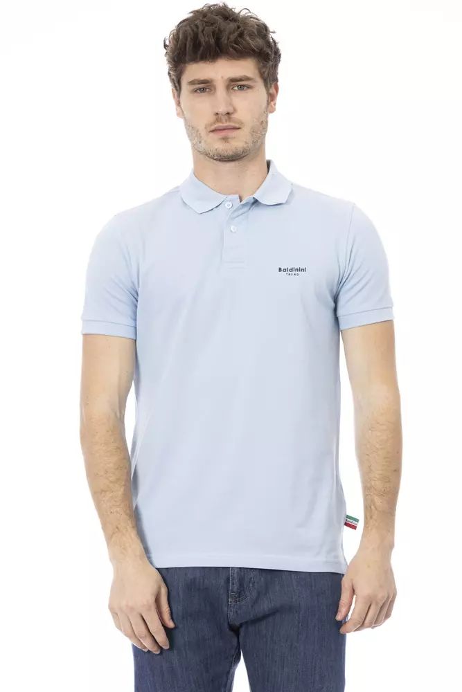 Baldinini Trend Hellblaues Baumwoll-Poloshirt