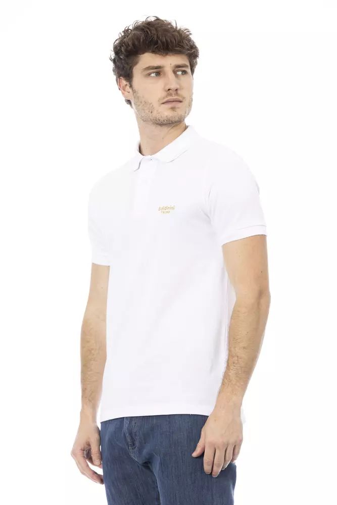 Baldinini Trend Elegant White Cotton Polo with Chic Embroidery