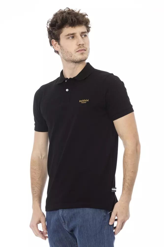 Baldinini Trend schwarzes Baumwoll-Poloshirt