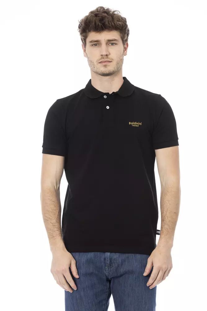 Baldinini Trend schwarzes Baumwoll-Poloshirt