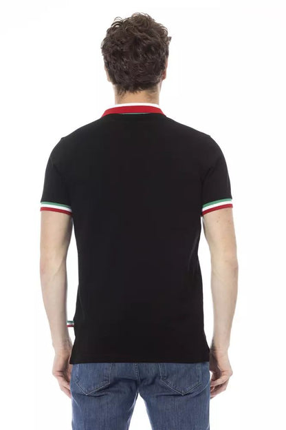 Baldinini Trend schwarzes Baumwoll-Poloshirt