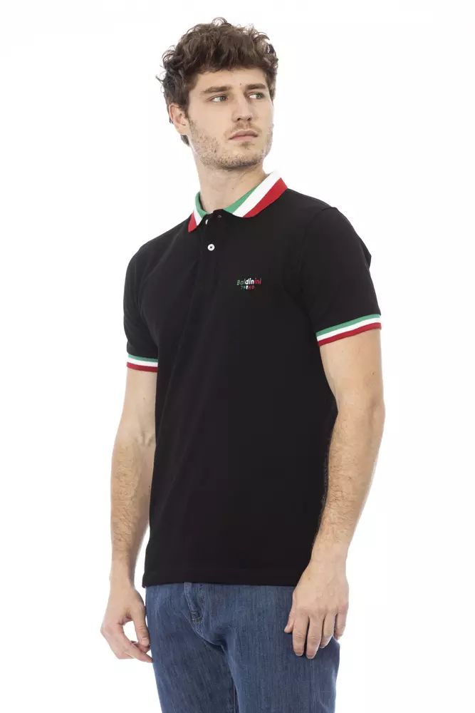 Baldinini Trend schwarzes Baumwoll-Poloshirt