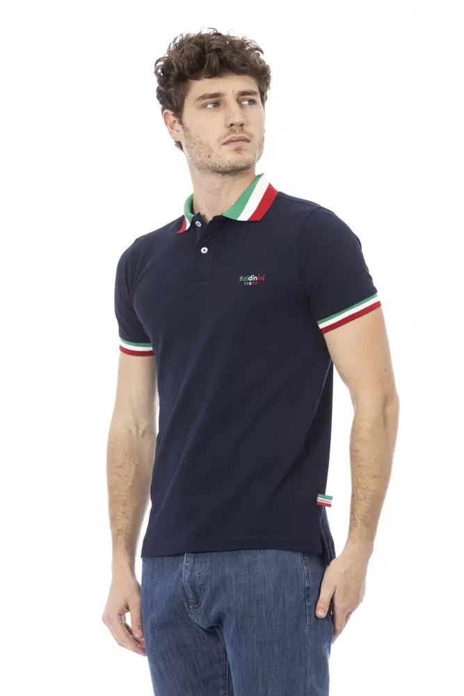 Baldinini Trend Blaues Baumwoll-Poloshirt