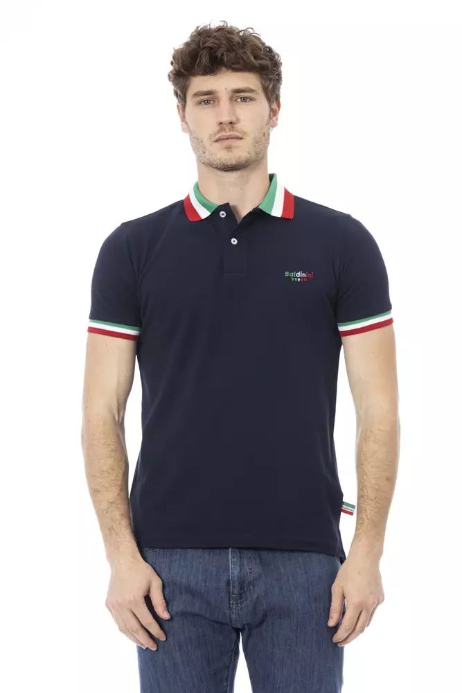 Baldinini Trend Blaues Baumwoll-Poloshirt