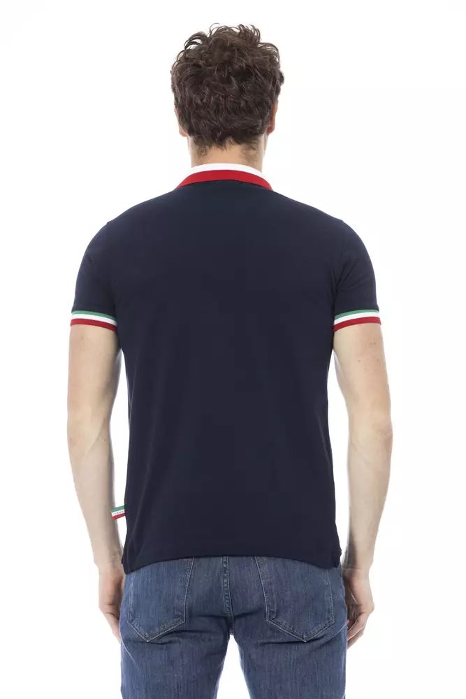 Baldinini Trend Blaues Baumwoll-Poloshirt