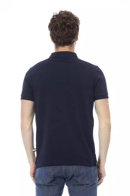 Baldinini Trend Elegant Blue Cotton Polo with Chic Embroidery