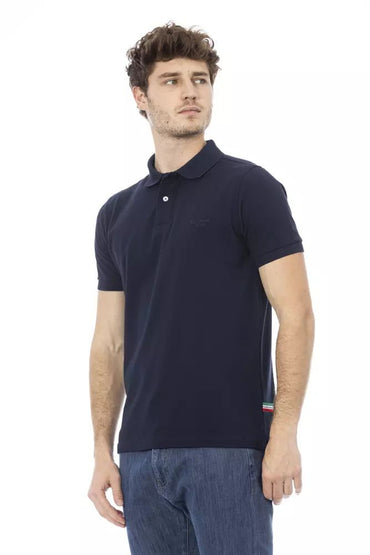 Baldinini Trend Elegant Blue Cotton Polo with Chic Embroidery