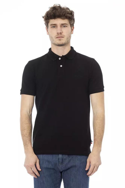 Baldinini Trend schwarzes Baumwoll-Poloshirt