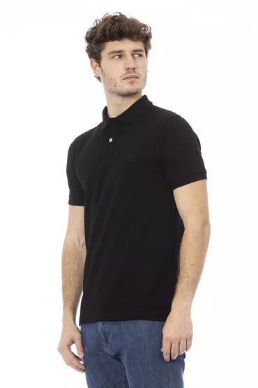 Baldinini Trend schwarzes Baumwoll-Poloshirt