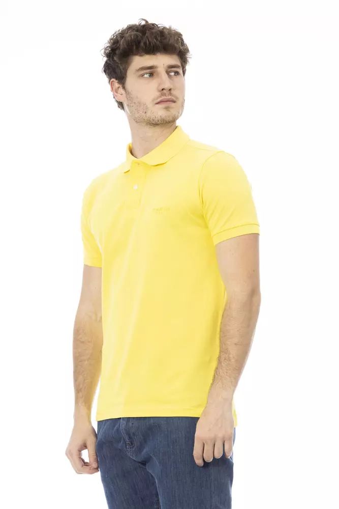 Baldinini Trend Sunshine Yellow Cotton Polo with Chic Embroidery