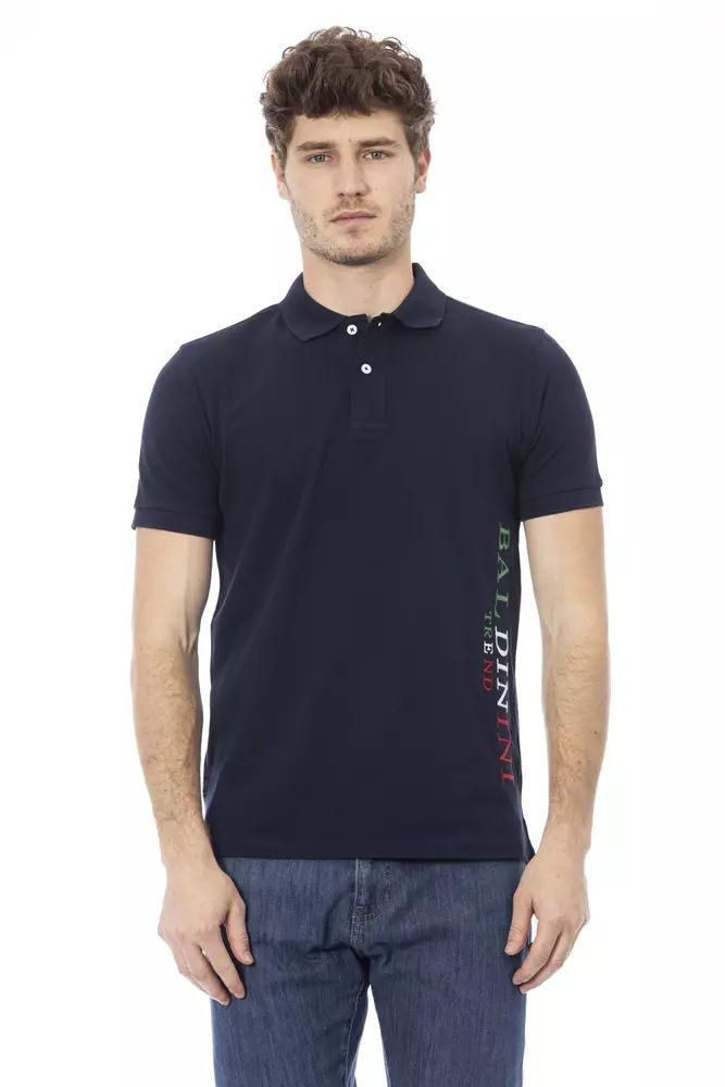 Baldinini Trend Blaues Baumwoll-Poloshirt