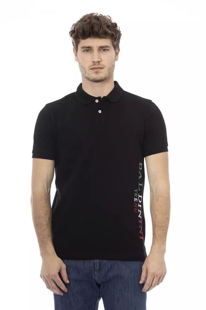 Baldinini Trend schwarzes Baumwoll-Poloshirt