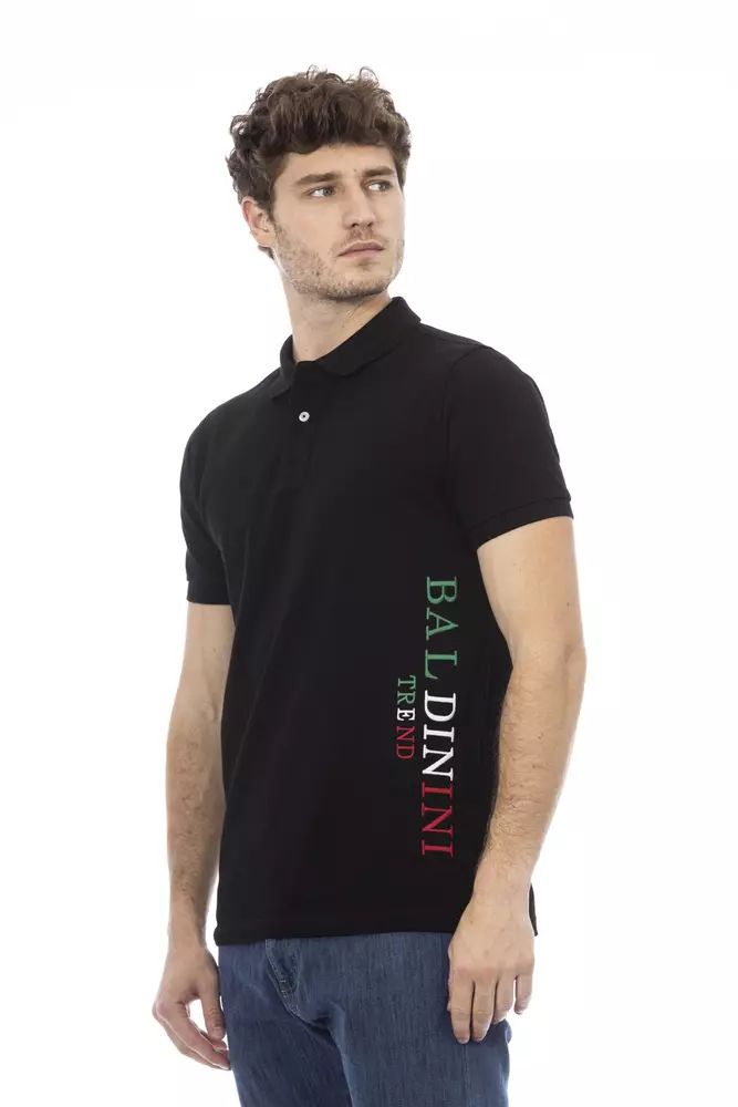 Baldinini Trend schwarzes Baumwoll-Poloshirt