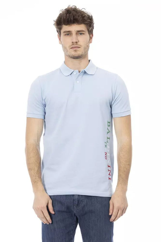 Baldinini Trend Hellblaues Baumwoll-Poloshirt