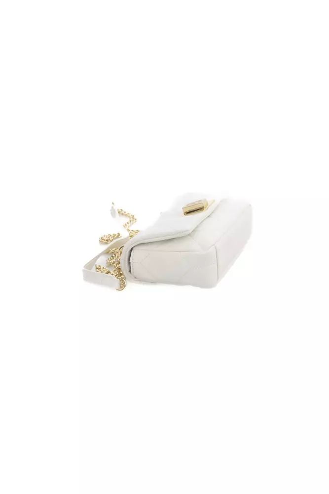 Baldinini Trend Chic White Leather Shoulder Flap Bag