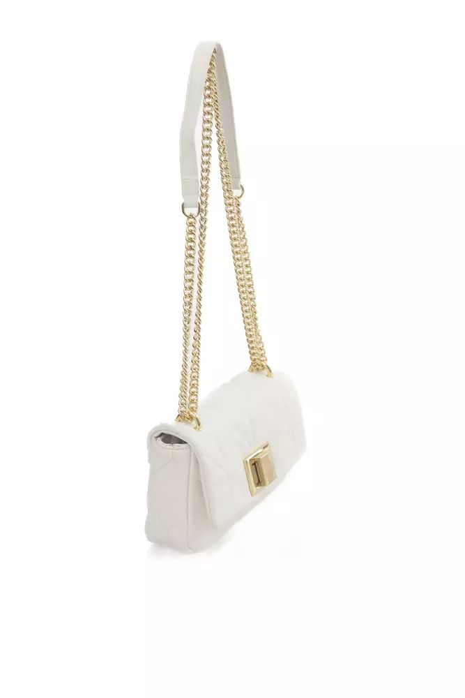 Baldinini Trend Chic White Leather Shoulder Flap Bag