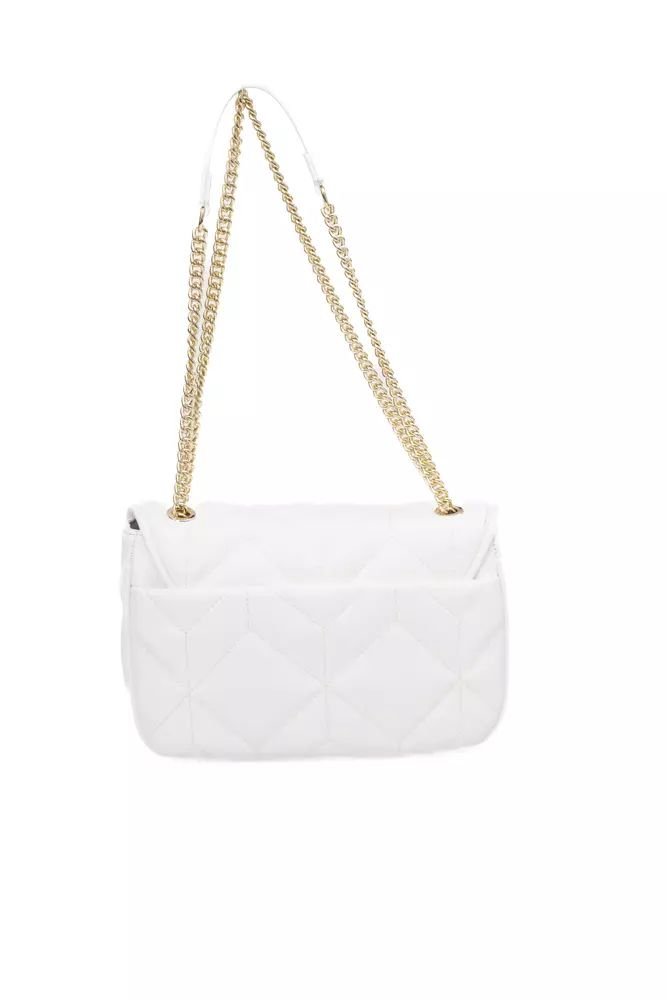 Baldinini Trend Elegant White Flap Shoulder Bag with Gold Accents