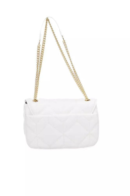 Baldinini Trend Elegant White Flap Shoulder Bag with Gold Accents