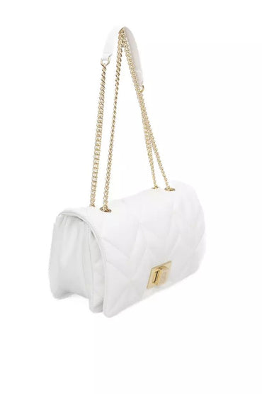 Baldinini Trend Elegant White Shoulder Bag with Golden Accents