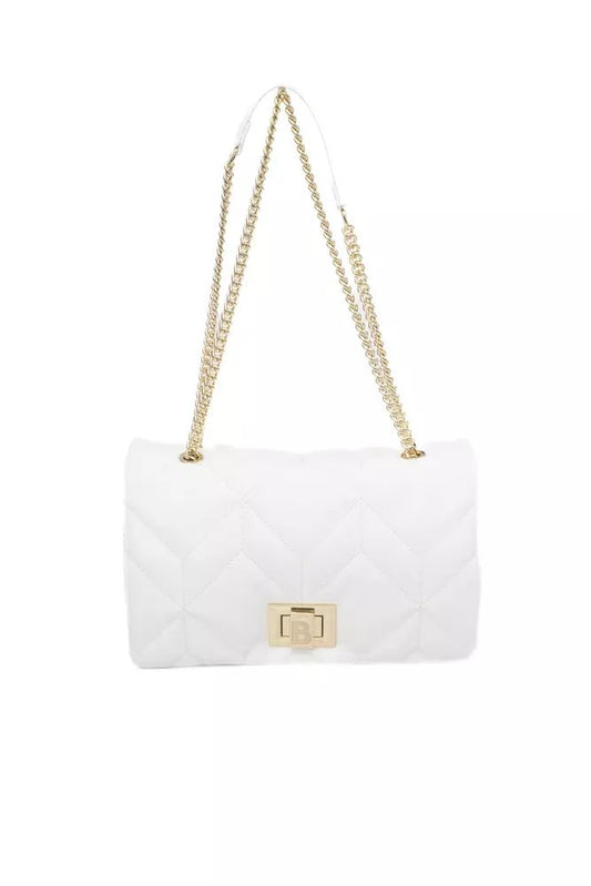 Baldinini Trend Elegant White Shoulder Bag with Golden Accents