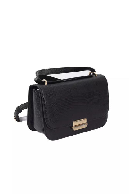 Baldinini Trend Chic Black Crossbody With Golden Accents