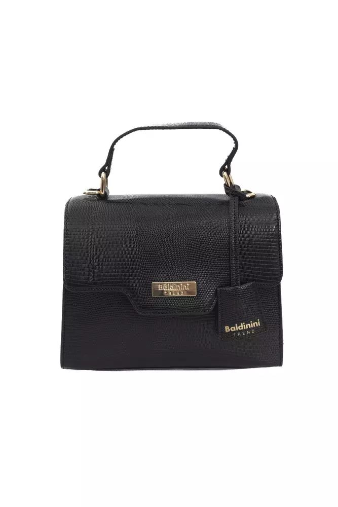 Baldinini Trend Elegant Black Shoulder Bag with Golden Accents