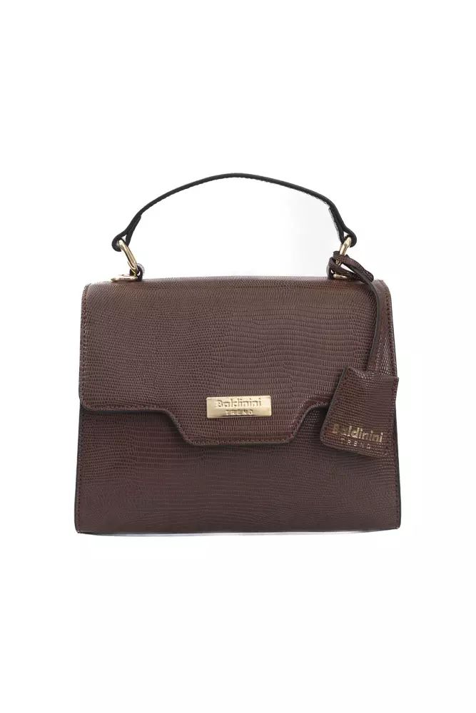 Baldinini Trend Elegant Brown Shoulder Flap Bag with Golden Accents