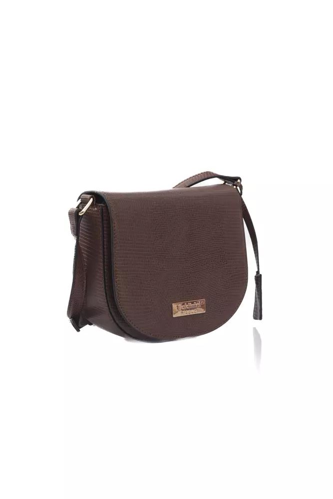 Baldinini Trend Chic Brown Crossbody Elegance with Golden Accents