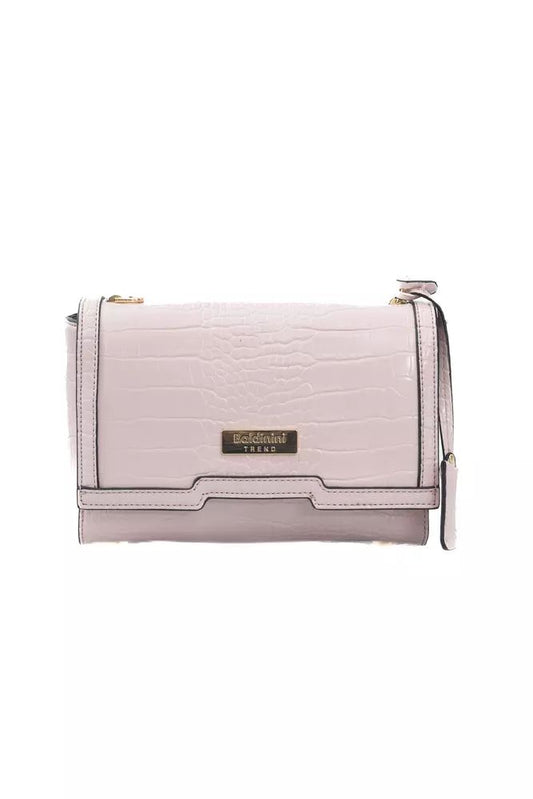 Baldinini Trend Elegant Pink Shoulder Flap Bag with Golden Accents