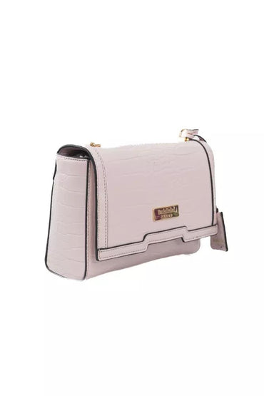 Baldinini Trend Elegant Pink Shoulder Flap Bag with Golden Accents