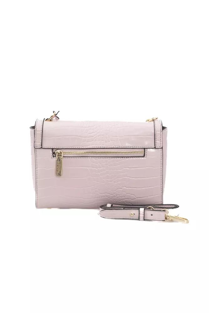 Baldinini Trend Elegant Pink Shoulder Flap Bag with Golden Accents