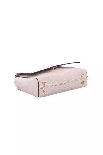 Baldinini Trend Elegant Pink Shoulder Flap Bag with Golden Accents