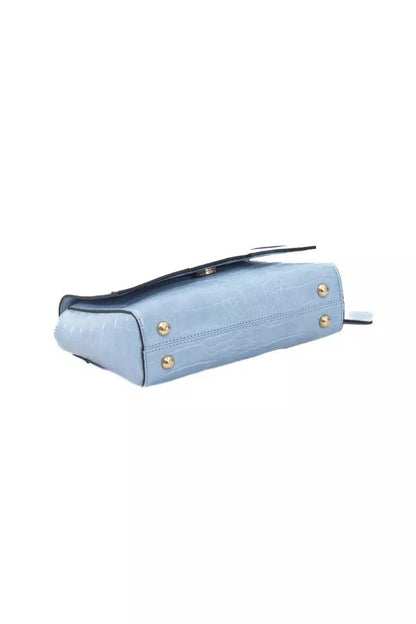 Baldinini Trend Chic Light Blue Shoulder Flap Bag with Golden Accents