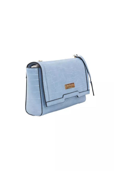 Baldinini Trend Chic Light Blue Shoulder Flap Bag with Golden Accents