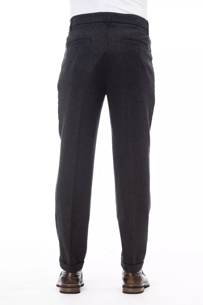 Alpha Studio Elegant Gray Wool Blend Trousers