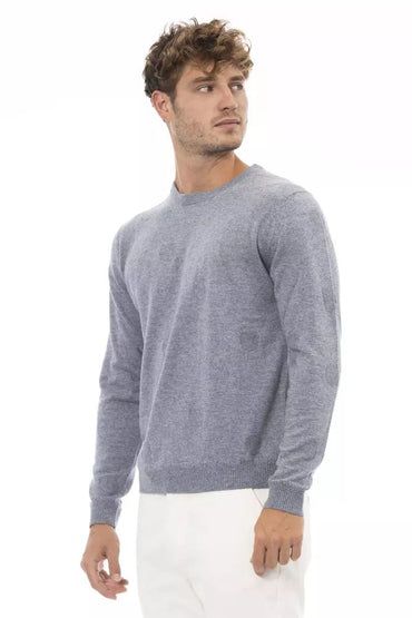 Alpha Studio Elegant Light Blue Crewneck Sweater