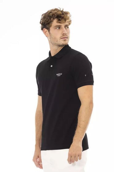 Baldinini Trend schwarzes Baumwoll-Poloshirt