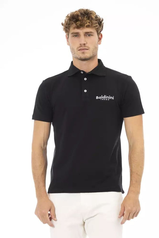 Baldinini Trend Elegant Black Embroidered Polo Tee