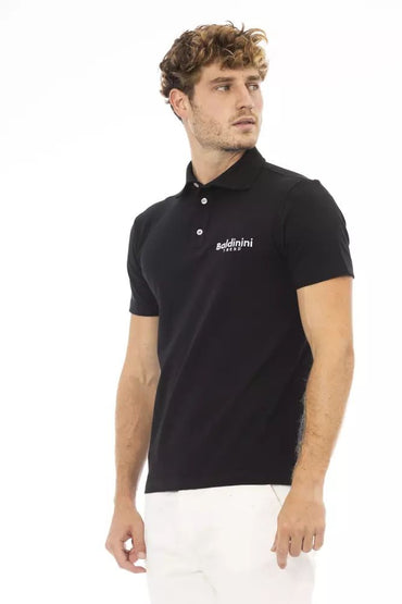 Baldinini Trend schwarzes Baumwoll-Poloshirt