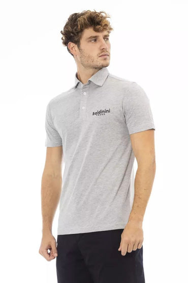 Baldinini Trend Graues Baumwoll-Poloshirt