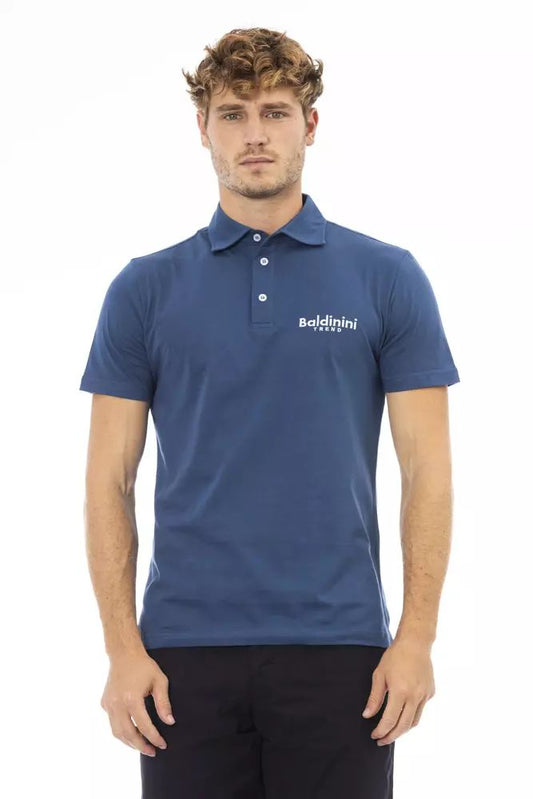 Baldinini Trend Blaues Baumwoll-Poloshirt