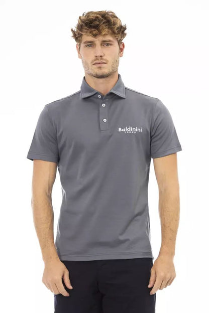 Baldinini Trend Elegant Gray Cotton Polo with Embroidered Logo