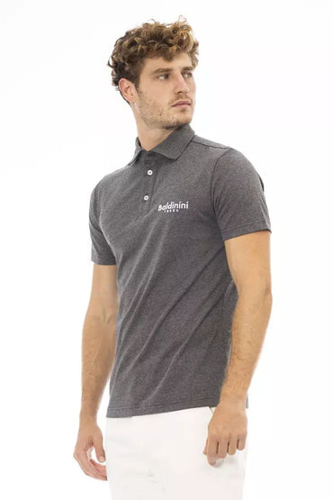 Baldinini Trend Chic Gray Embroidered Logo Polo Shirt