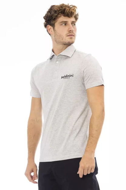 Baldinini Trend Elegant Gray Cotton Polo with Embroidered Logo