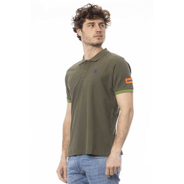 Invicta Elegant Green Cotton Polo with Emblem Detail