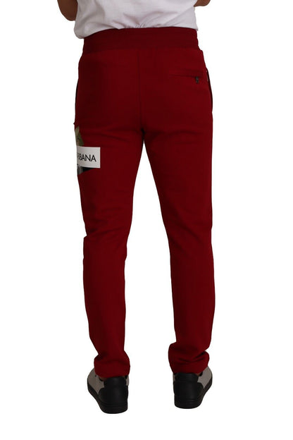 Dolce &amp; Gabbana Jogginghose aus roter Baumwolle mit Logo-Patch