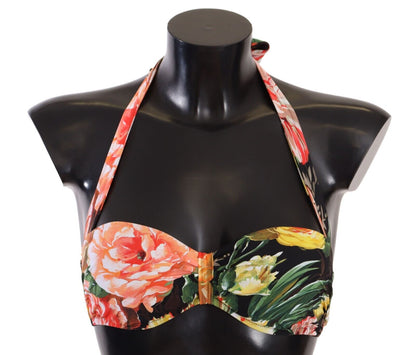 Mehrfarbiger Badeanzug mit Blumenmuster von Dolce &amp; Gabbana, Bikinioberteil, Badebekleidung