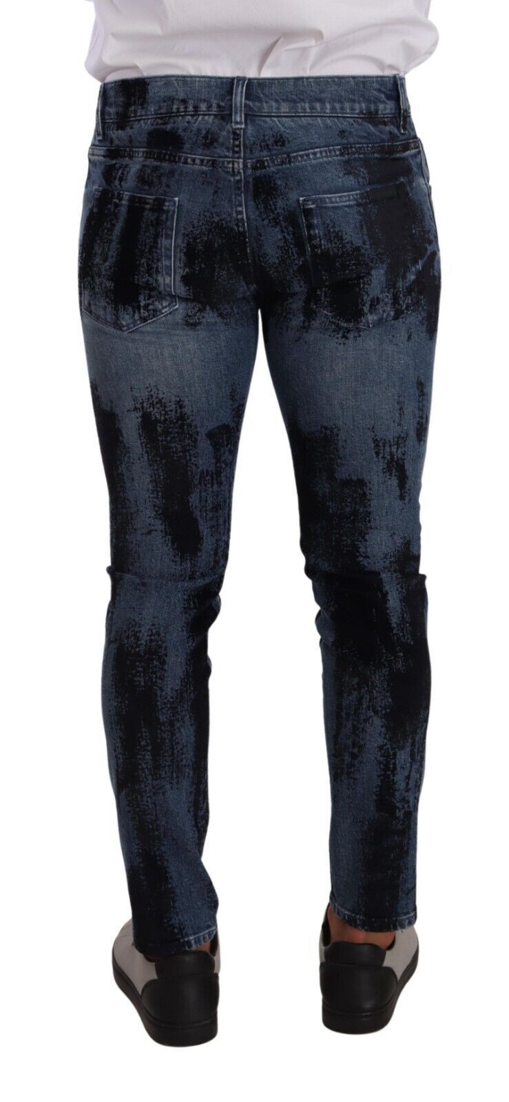 Dolce &amp; Gabbana Blau-schwarze Röhrenjeans aus Baumwolle