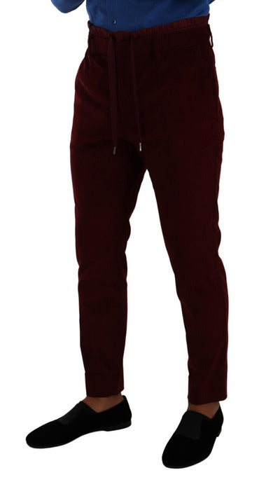 Dolce &amp; Gabbana Bordeaux Velvet Herren formelle Hose