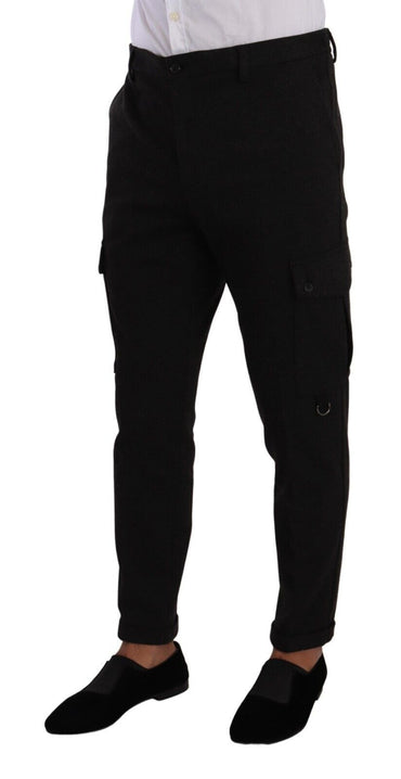 Dolce &amp; Gabbana Schwarze Viskose-Cargo-Skinny-Herrenhose